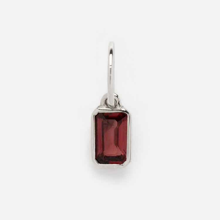 Solid Gold Birthstone Baguette Charm in White Gold | Personalized Jewelry Gift for Women | Perfect for Anniversaries, Birthdays & Special Occasions
