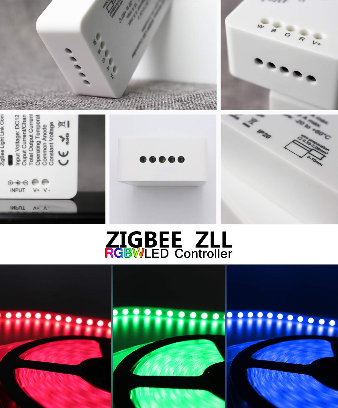 Smart LED Strip Light Controller - RGB CCT/RGBW Zigbee Dimmer for DC12-24V LED Strips, Compatible with Amazon Echo Plus | Perfect for Home Theater Lighting, Bedroom Ambience & DIY Home Decor
