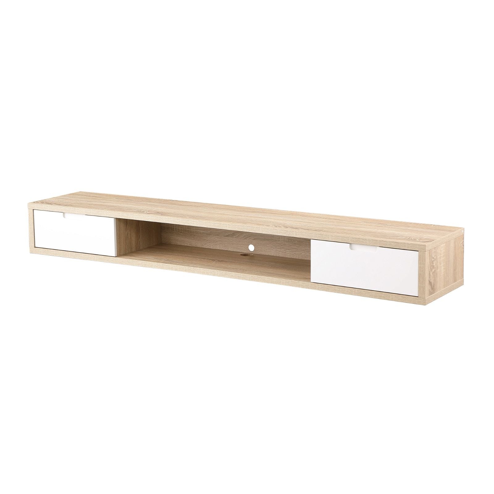 Modern Oak Wall Mount TV Stand - 2000mm Wide Entertainment Center with Storage for Living Room & Home Theater by Criterion