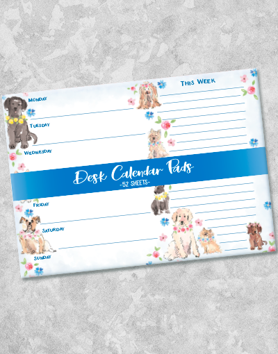 Floral Happy Hounds Desk Organizer Set - Cute Dog-Themed Office Supplies for Pencil Holders, Paper Clips & Stationery Storage - Perfect for Home Office, School Desk & Gift Giving
