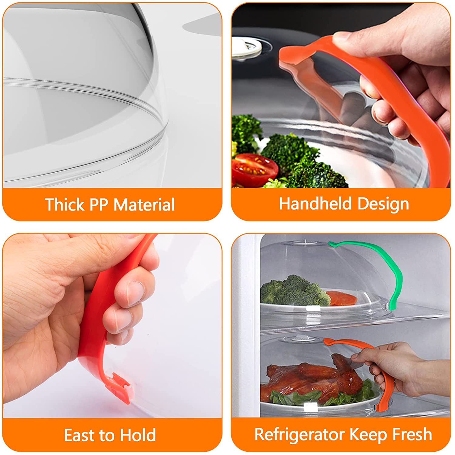 BPA-Free Microwave Cover for Food Splatter Prevention - 3 Pack with Handle & Steam Vents | Keeps Microwave Oven Clean | Perfect for Reheating Meals, Popcorn & Leftovers