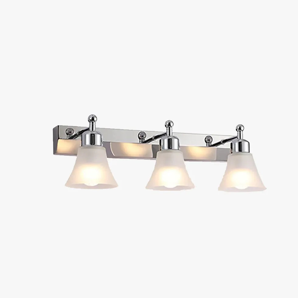 Frosted Glass Silver Mirror Bathroom Wall Lights - Modern Vanity Lighting for Bathroom, Powder Room & Dressing Area - Perfect for Makeup, Shaving & Home Decor