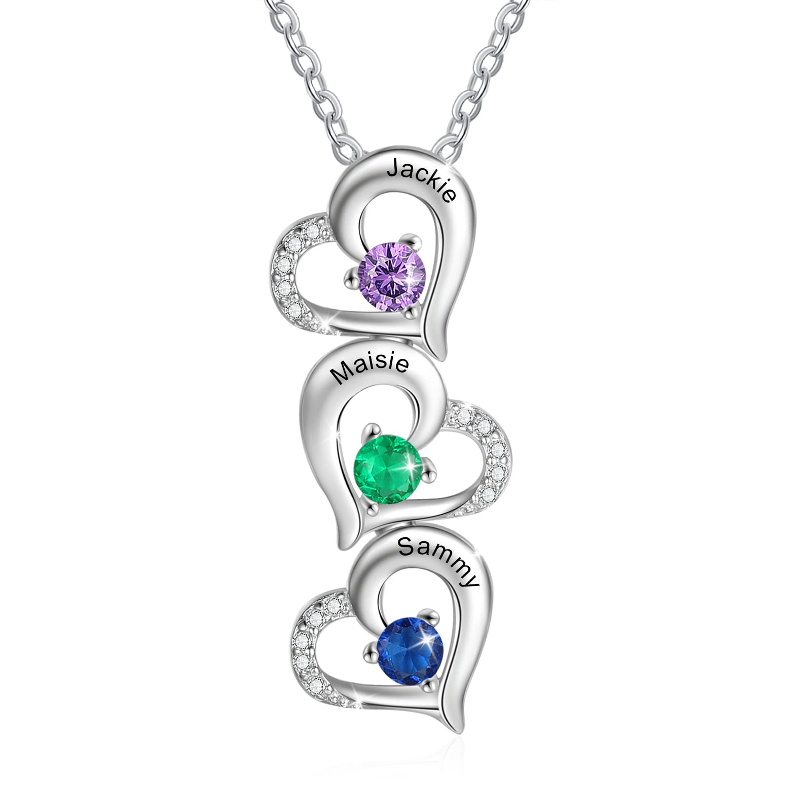 Personalized Heart Birthstone Necklace for Mom - Custom Name Mother's Day Gift for Women, Grandma - Perfect for Anniversaries, Birthdays & Special Occasions