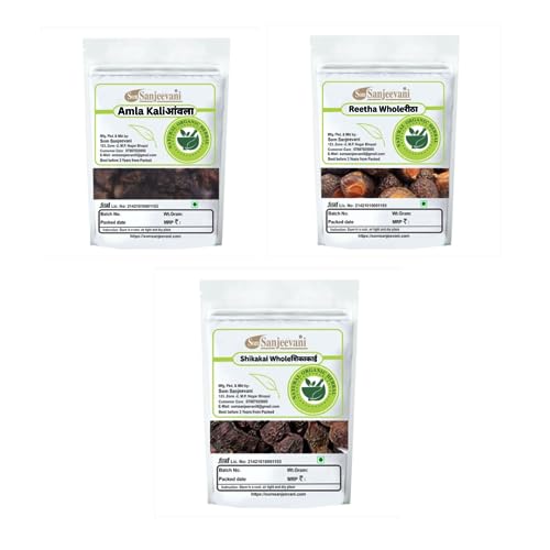 SomSanjeevani Combo Pack - Whole Amla, Shikakai, Reetha for Natural Hair & Skin Care - 100% Pure Herbal Ingredients (150g Each) - Perfect for DIY Hair Masks, Scalp Treatments & Natural Beauty Routines