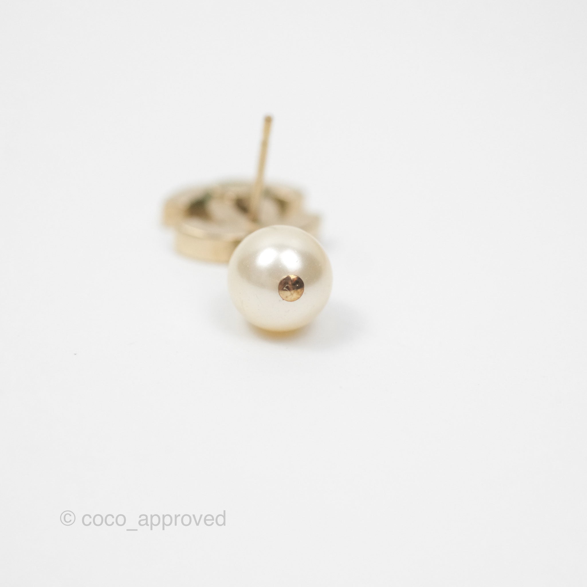 Chanel CC Pearl Drop Earrings - Gold Tone 12W Elegant Fashion Jewelry for Women | Perfect for Parties, Weddings & Special Occasions