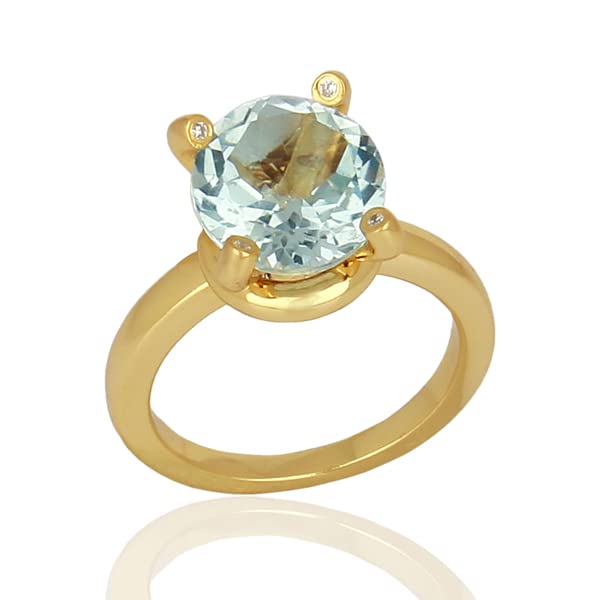 Blue Topaz and CZ Sterling Silver Ring for Women - 925 Solid Silver Elegant Jewelry, Perfect Gift for Mom, Anniversary, Birthday, Wedding & Christmas | Ideal for Daily Wear, Date Nights & Special Occasions