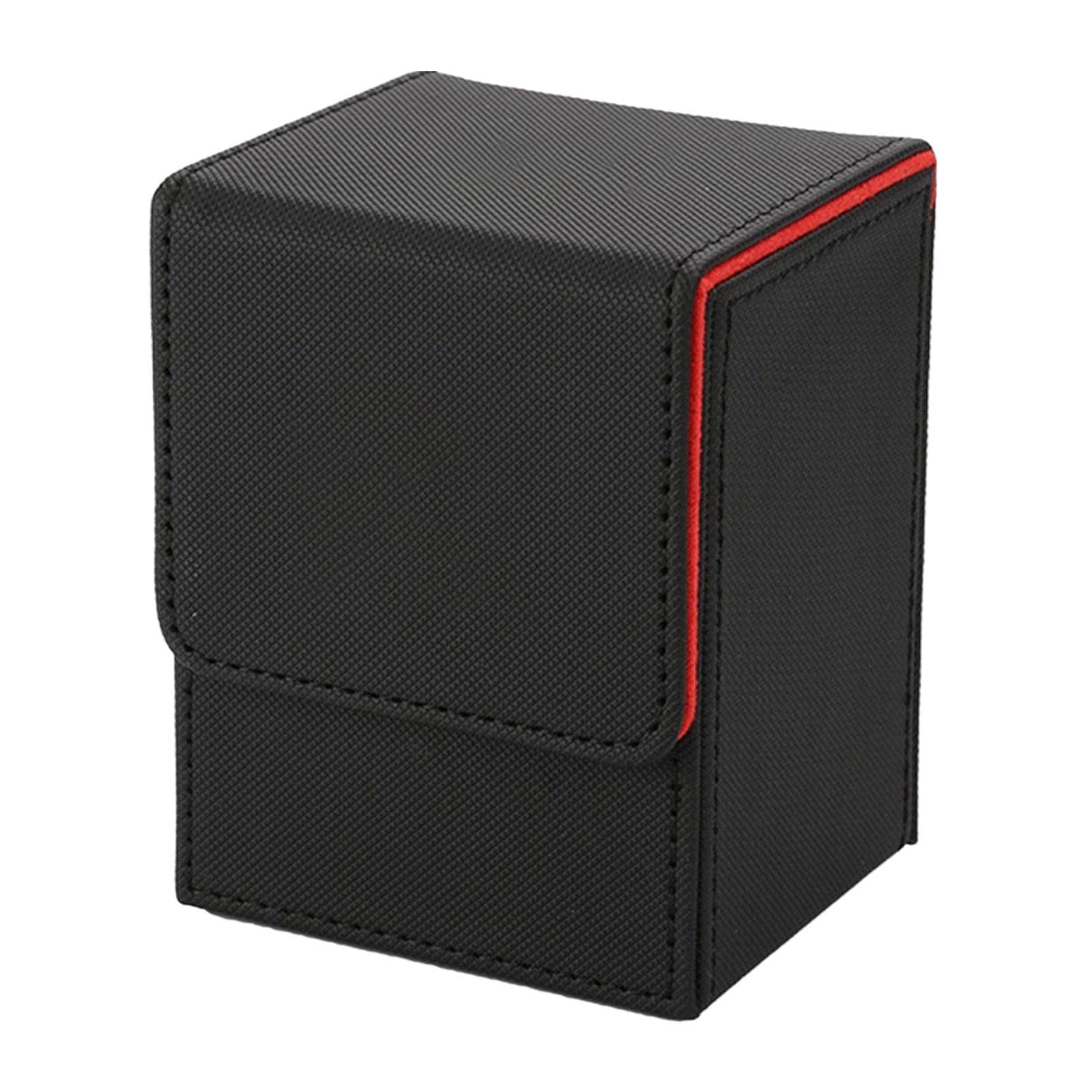 Almencla 80-Card Storage Case Holder - Durable Magnetic Closure for Gaming Cards (3x2.8x4 Inch) - Black & Red - Perfect for MTG, Pokémon & Collectible Card Organization