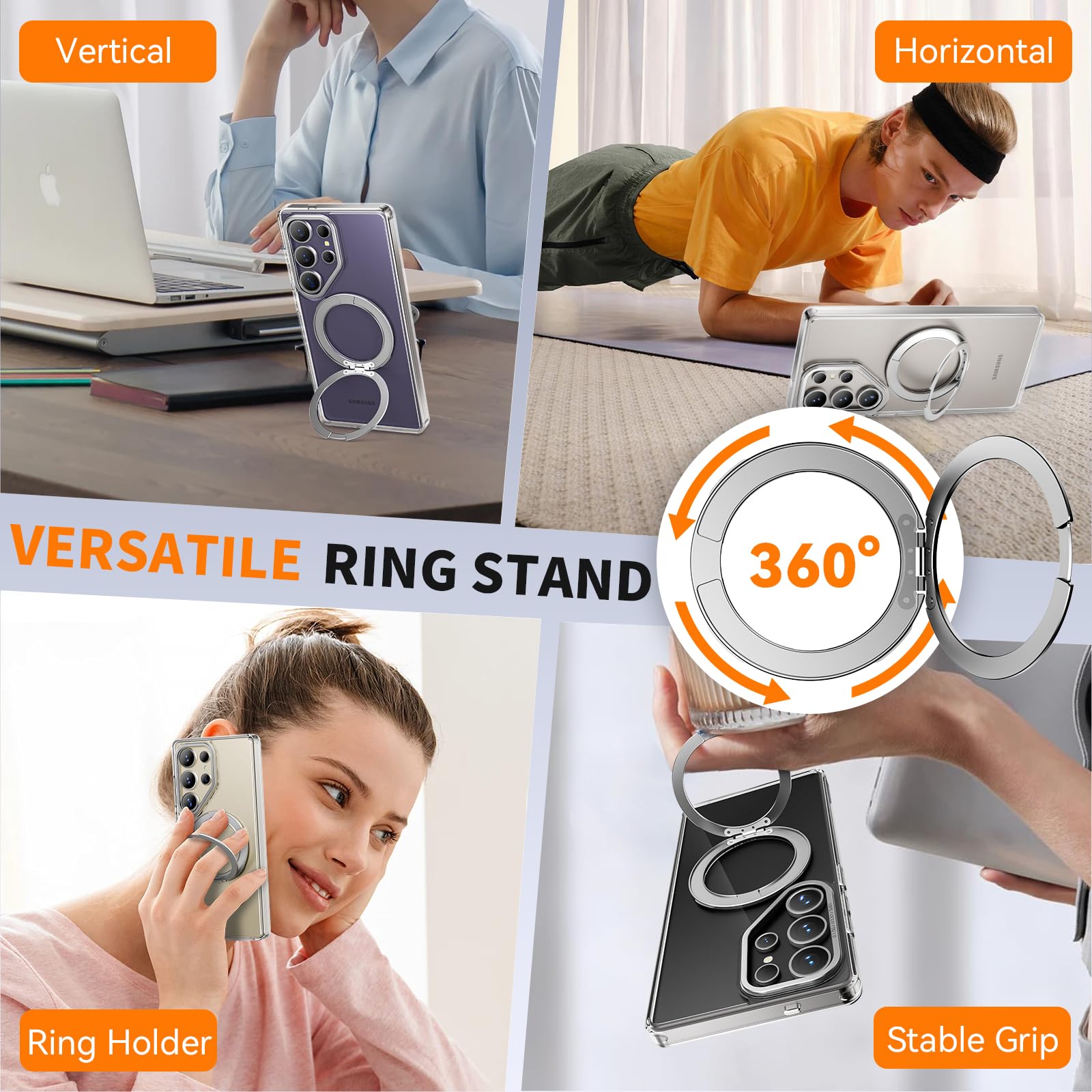 Oneagle 360° Rotating Magnetic Phone Case for Samsung Galaxy S25 Ultra | Clear Magsafe Compatible Case with Anti-Yellowing Technology | 6.9