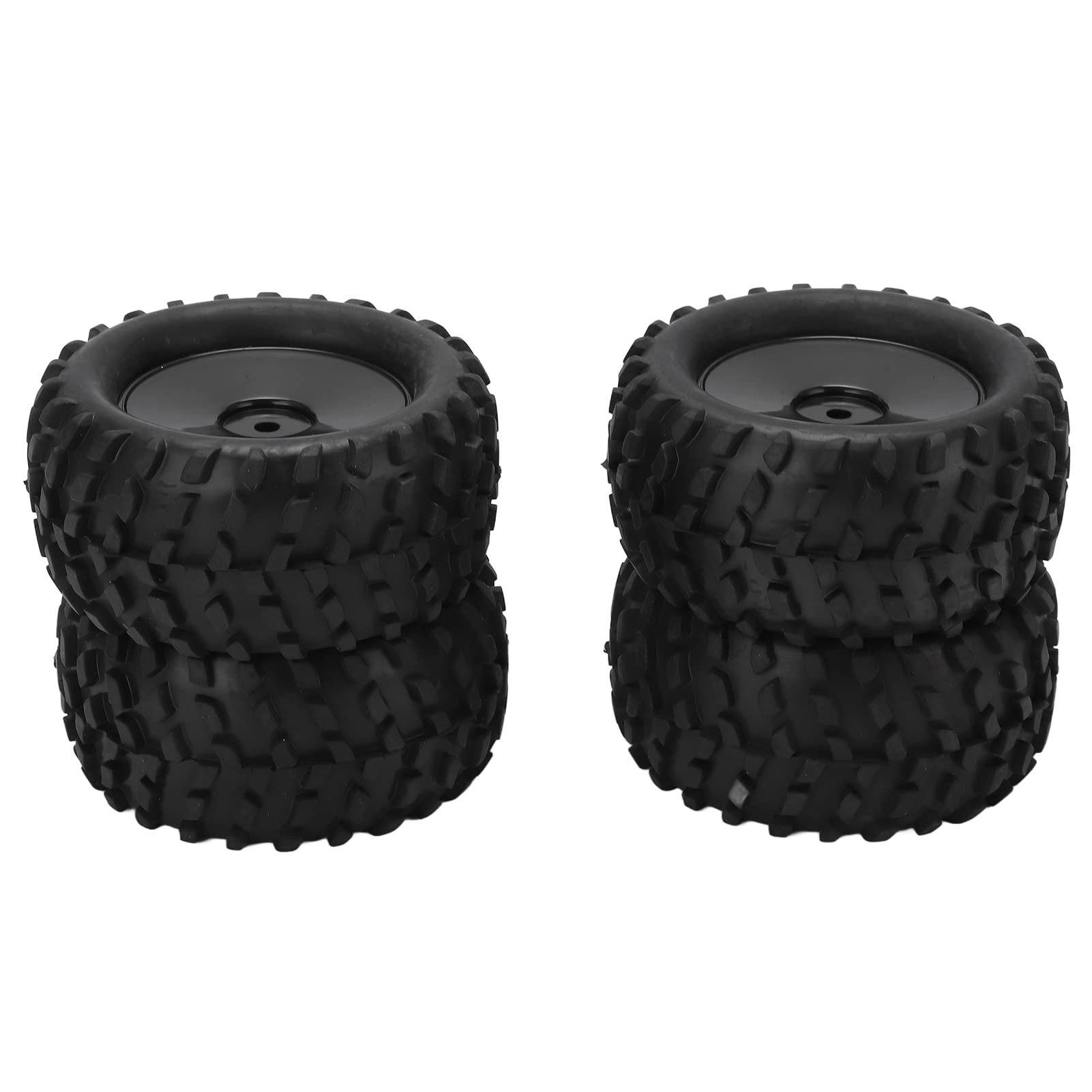 Alomejor 4pcs 82MM RC Rubber Tires & Wheel Rims Set for 144001 1/14 Scale Off-Road RC Cars - Durable Front/Rear Replacement Tires for Racing, Crawling & Off-Road Adventures