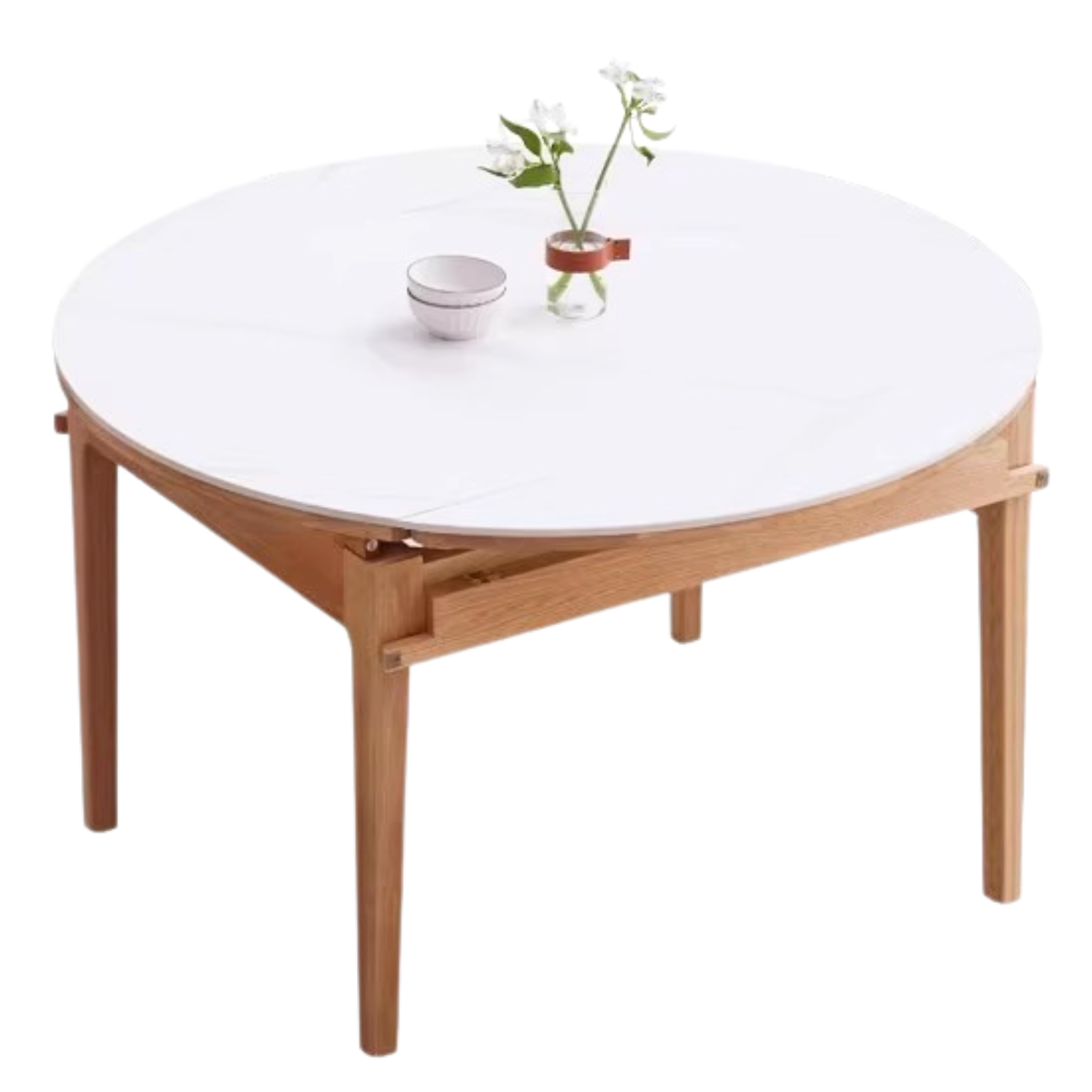 55.1x35.4-55.1x29.9 inch / 140x90сm - 140x76 cm / Natural Wood Color / Folding round table