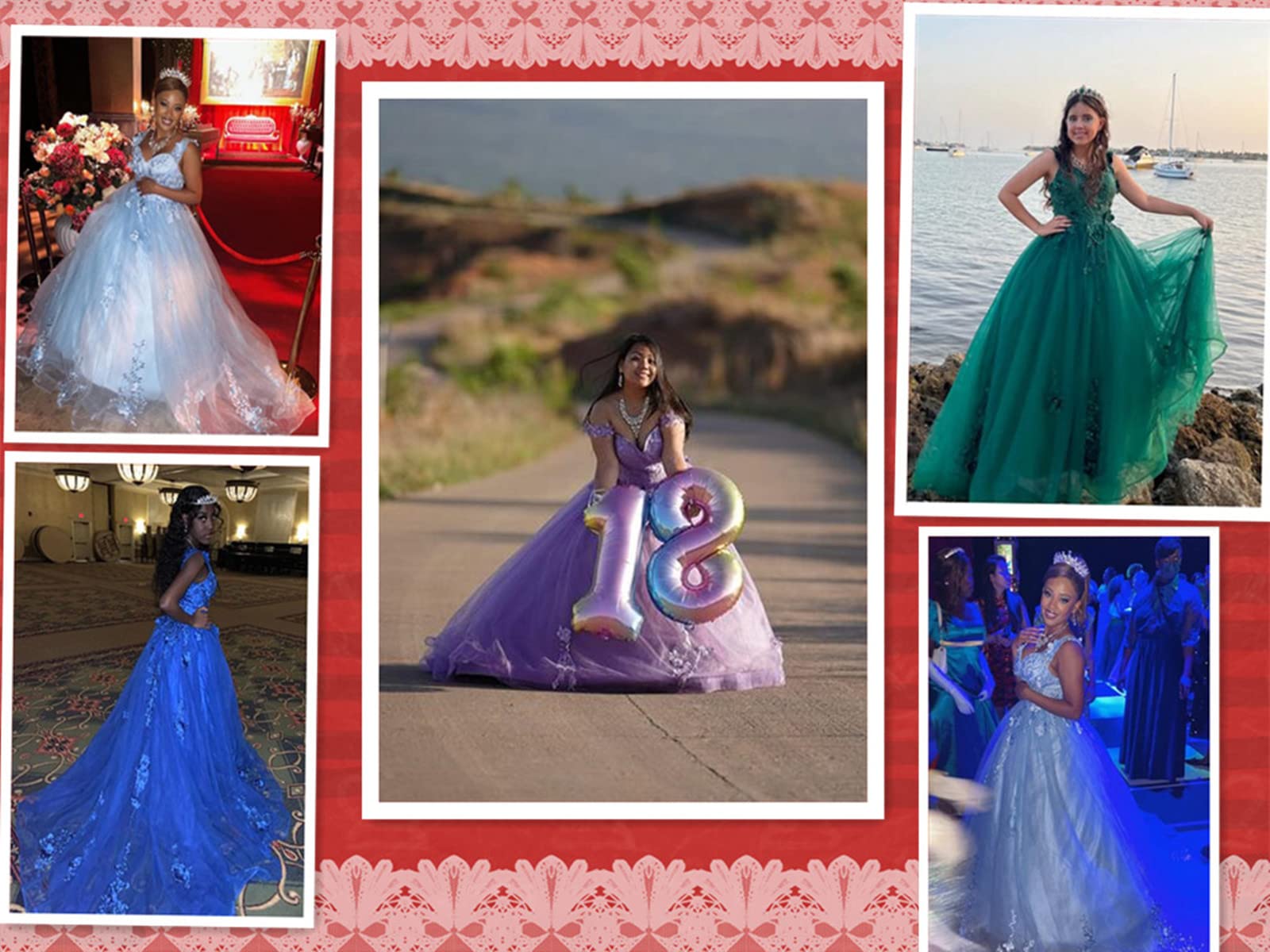 Emanni Women's Off-The-Shoulder Sweet 16 Quinceañera Dress - Elegant Lace Long Prom Ball Gown for Homecoming, Wedding Guest & Formal Events