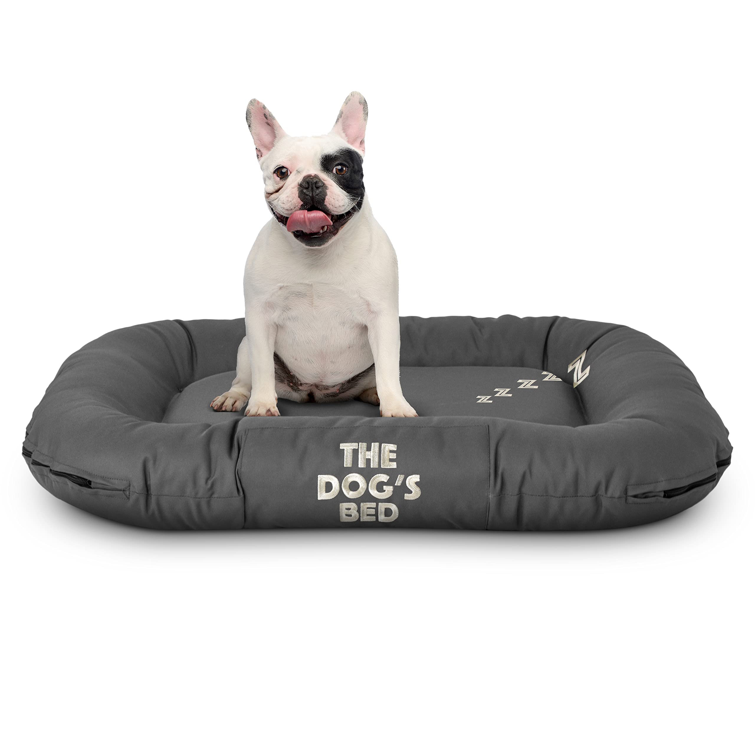 **Waterproof & Durable Outdoor Dog Bed for Medium to XXL Dogs – Tough Fabric, YKK Zippers, Washable Reversible Cover – Ideal for Home, Car, Crate & Yard – Puppy Friendly Pet Bed**    *(Use Cases: Perfect for indoor lounging, outdoor adventures, travel, and crate training – keeps your dog comfortable anywhere!)*