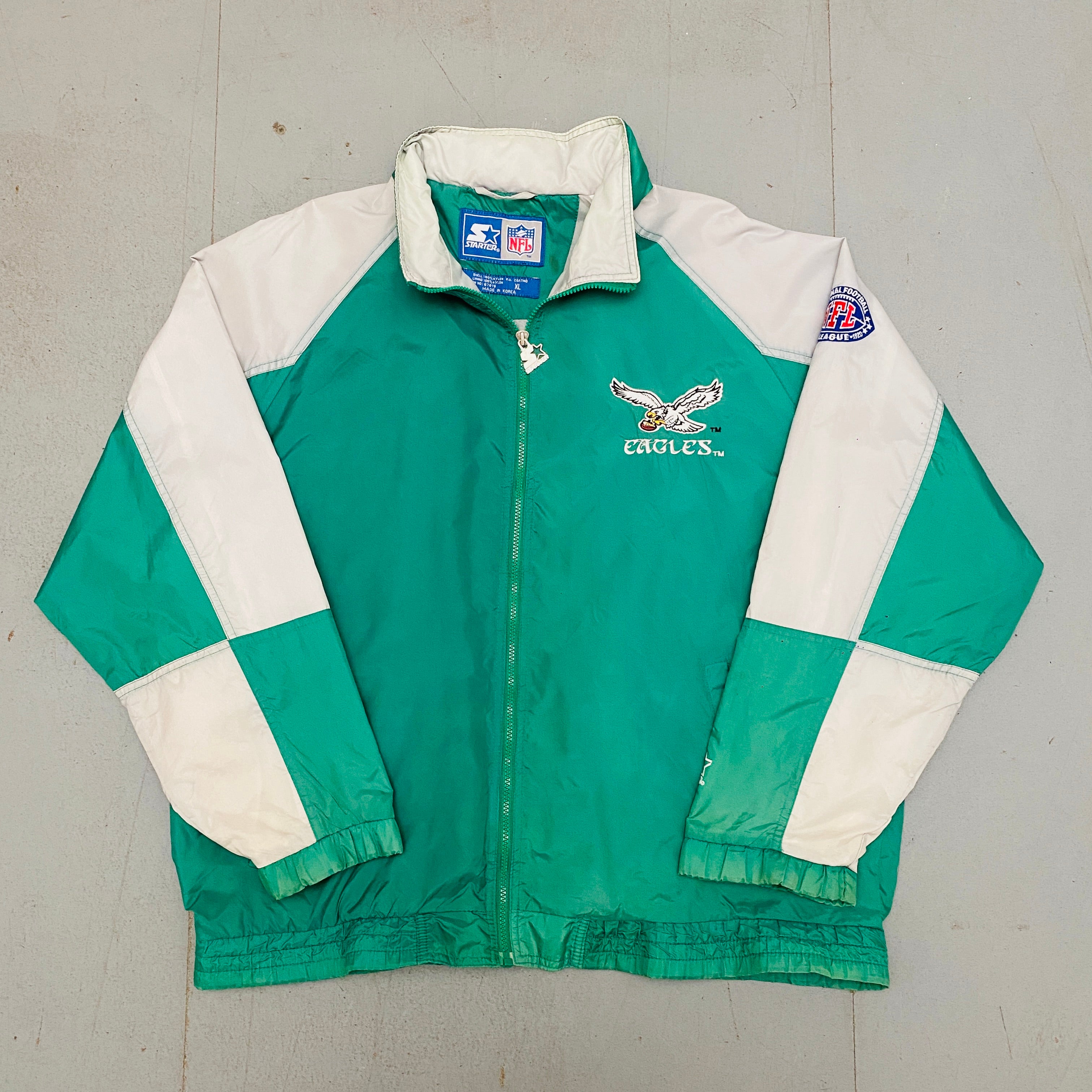 Philadelphia Eagles 1990s Full-Zip Starter Windbreaker Jacket - XL Size | Vintage NFL Football Fan Apparel for Men | Perfect for Game Day, Tailgating & Casual Wear