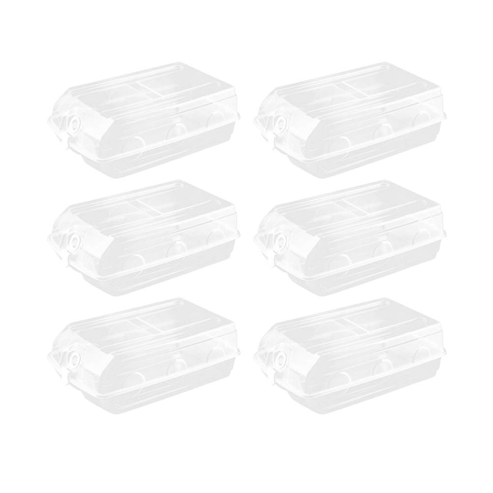 Cabilock 6-Piece Clear Flip-Drawer Shoe Storage Box Set - Foldable Stackable Clamshell Design with Lids - Thickened Plastic Shoe Organizer for Closet, Entryway & Bedroom Organization