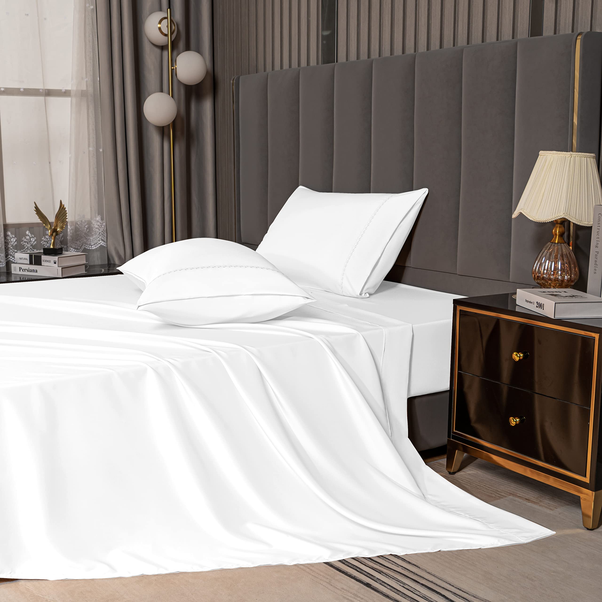 Premium Bamboo Bed Sheets Set - Cooling, Breathable Full Size Sheets with 16