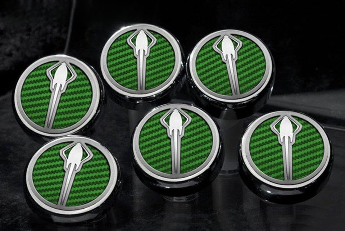 Green Carbon Fiber Fluid Cap Cover Set - 6pc for Stingray - Car Accessories Upgrade