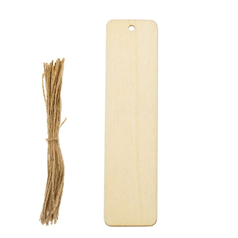 DIY Wooden Blank Bookmarks for Crafting - Rectangle Shape with Holes & Ropes - Christmas Ornaments & Gifts - Perfect for Book Lovers, Handmade Gifts, and Holiday Decorations