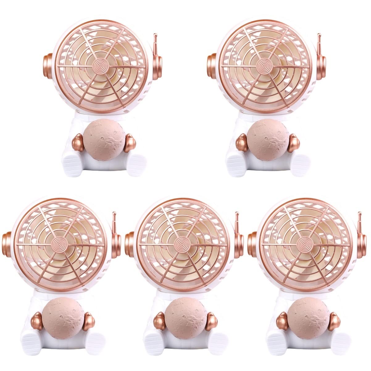 Bestoyard USB Desk Fan with LED Lamp - Portable Office Fan, Cartoon Astronaut Shape, 5 Speeds, Quiet Cooling for Home Office Desk, Bedroom & Travel Use