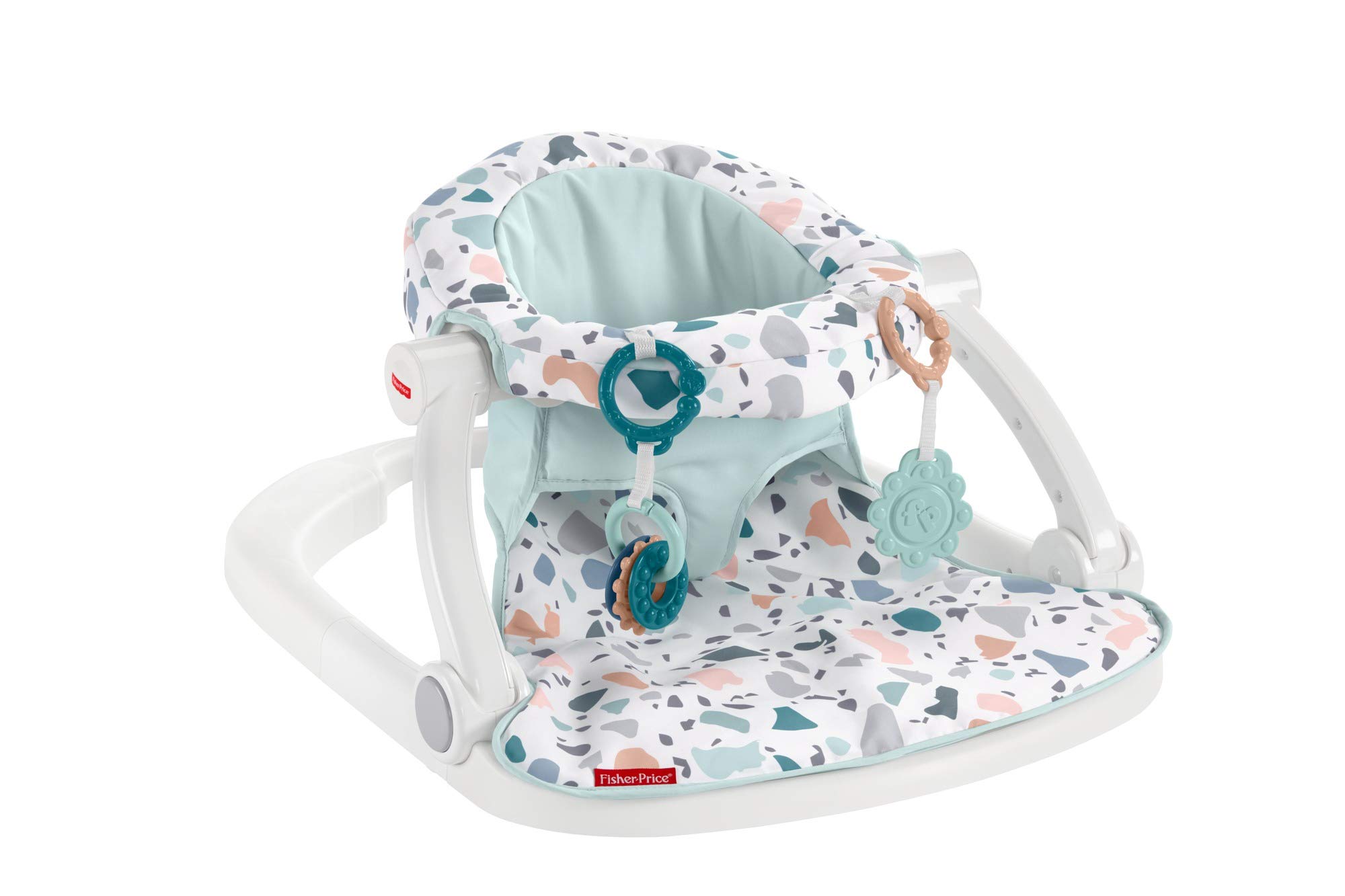 Fisher-Price Portable Baby Floor Seat with Developmental Toys | Machine Washable Seat Pad | Pacific Pebble | Perfect for Playtime, Feeding & Learning at Home or Travel