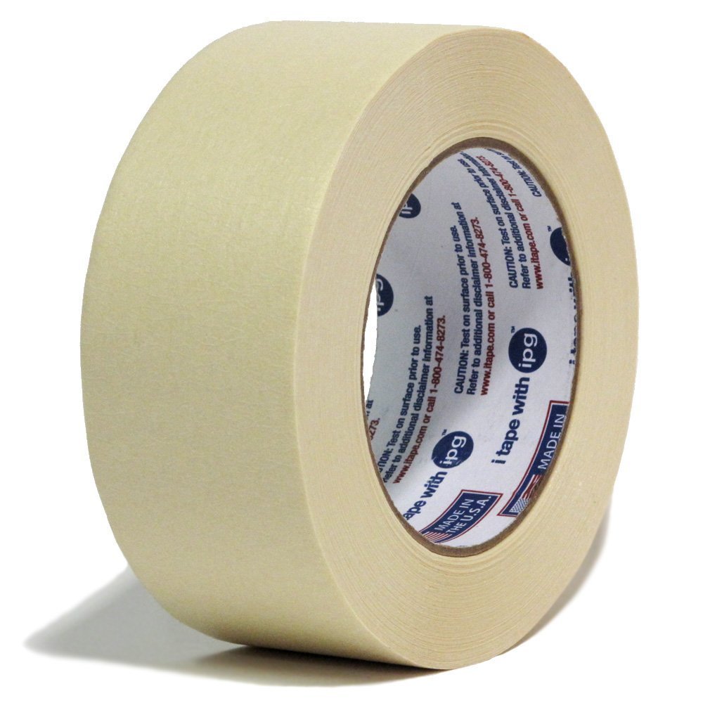 24 Rolls Intertape 513 Heavy Duty Paper Masking Tape - 2 Inch x 60 Yards - Natural Beige Color - Perfect for Painting, Crafting, and Home Improvement Projects