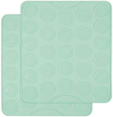 Webake Silicone Macaron Baking Mat Set of 2 - 54 Cavity Non-Stick Macaroon Template Sheet for Cookies, Pastries & French Desserts - Perfect for Home Bakers & Professional Chefs (Green)