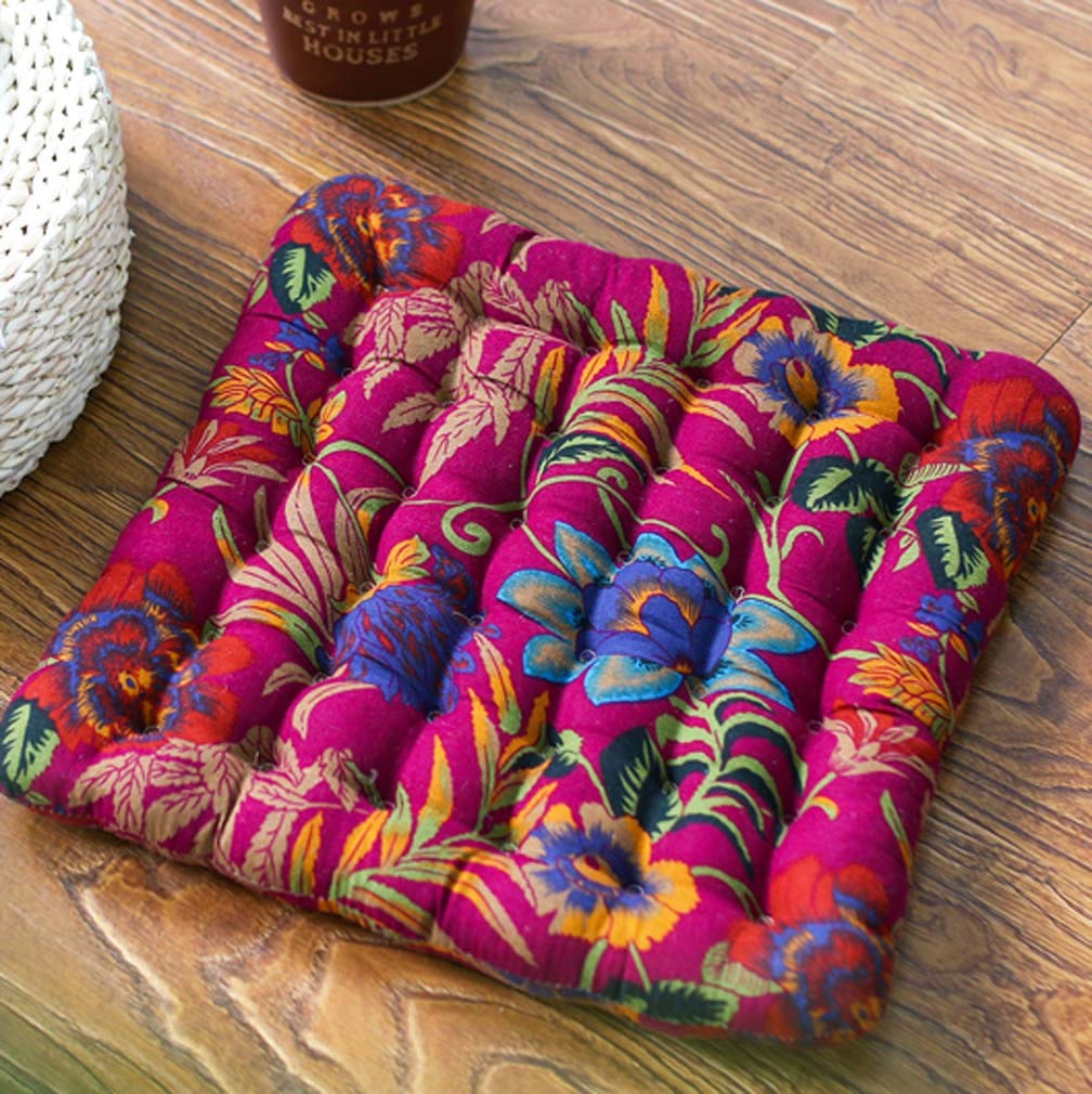 Bohemian Style Square Cotton Chair Pad Cushion - Non-Slip Dining Seat Cushion for Indoor & Outdoor Furniture, Tatami Floor Pillow - Perfect for Patio, Dining Room, and Meditation Spaces