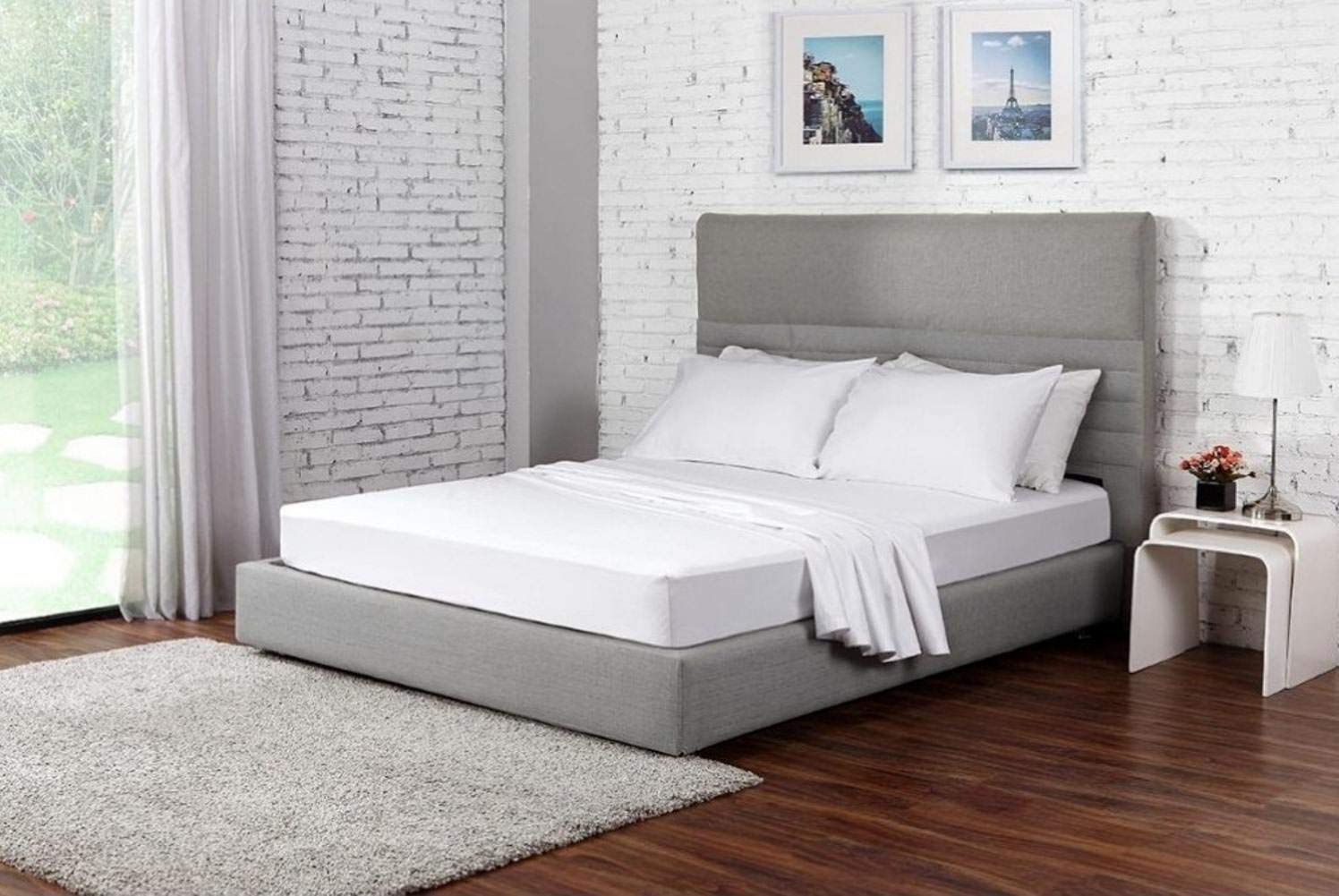 Premium Silky Satin 4-Piece Bedding Set (Full Size) - Hypoallergenic & Wrinkle-Resistant Sheets with Flat Sheet, Fitted Sheet & 2 Pillowcases - Luxury White Bed Sheets for Master Bedroom, Guest Room & Dorm - Angel's Bedding Collection