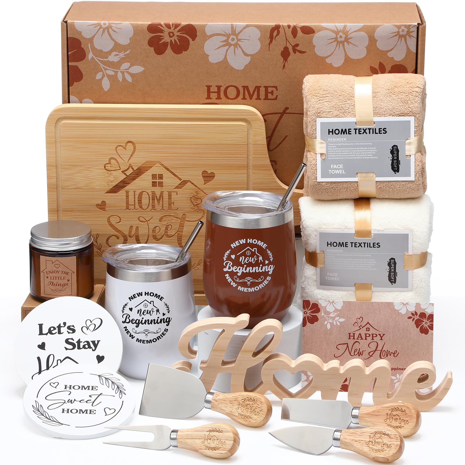 19-Piece Housewarming Gift Basket Set for Couples, Friends, Women & Men - New Home, Apartment, Kitchen & Dinner Essentials (Nature & Classic Style) - Perfect for Housewarming Parties, New Home Celebrations & Thoughtful Gifts