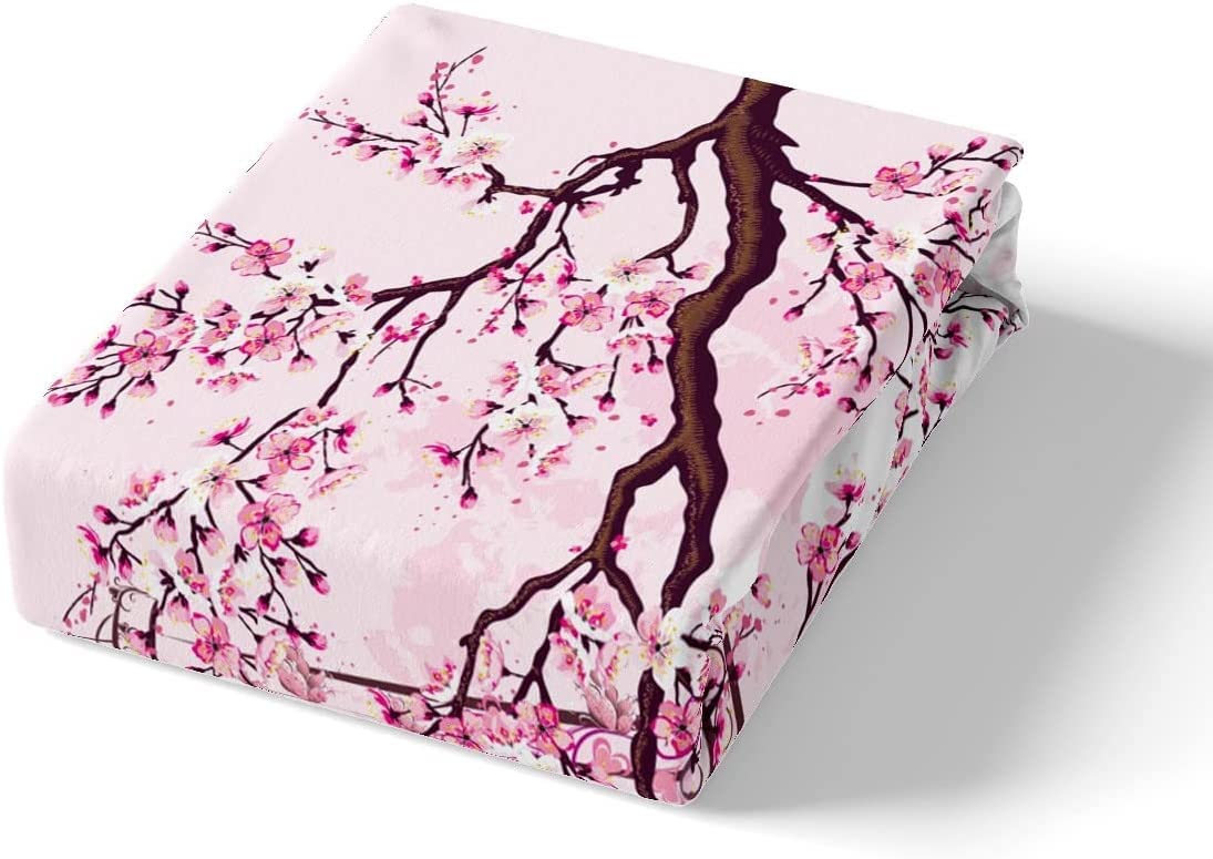Eiffel Tower Duvet Cover Set - Cherry Blossom Design, Pink Botanical Bedding for Twin Size (2Pcs) | French Style Comforter Cover with Zipper Closure | Perfect for Teens Room Decor, Girls Bedroom & Romantic Parisian Themed Spaces
