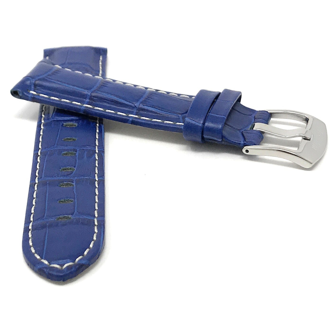 Men's 18mm Alligator Leather Watch Band - Blue Replacement Strap for Classic & Smart Watches - Office & Casual Wear