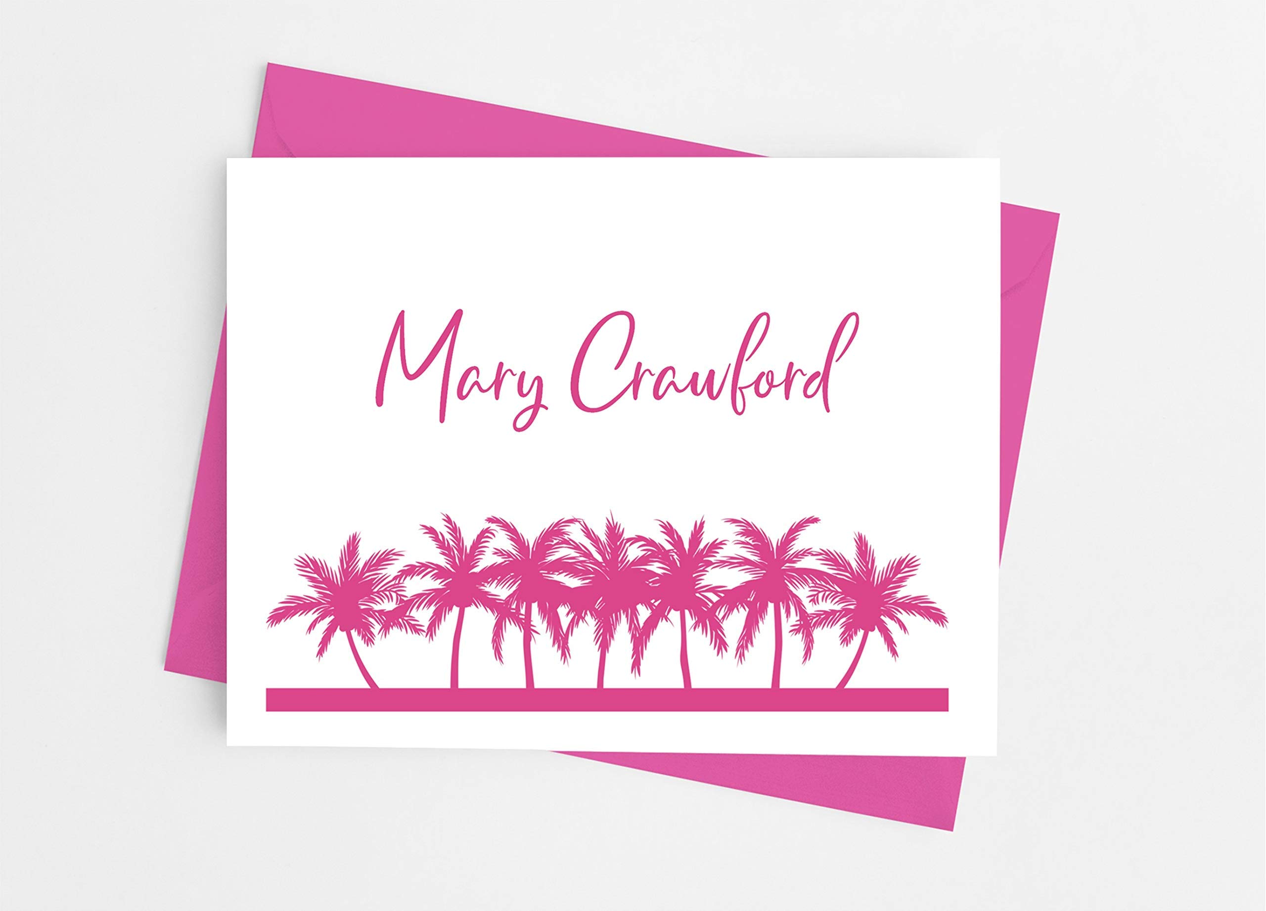 Personalized Palm Tree Note Cards with Envelopes - 10-Pack Folded Stationery Set for Thank You Notes, Wedding Invitations & Greeting Cards - Multiple Color Options