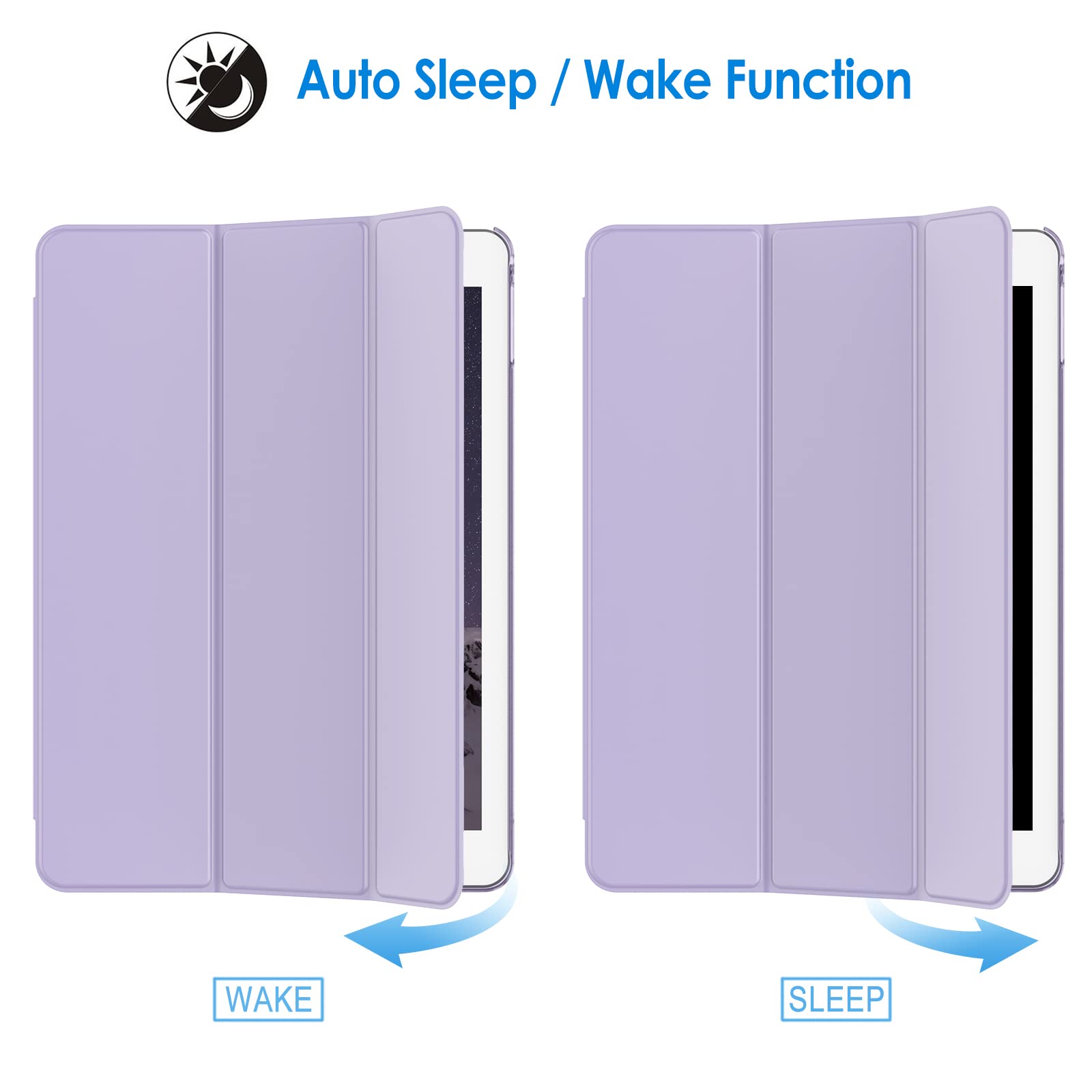 JETech iPad Air 2 Case with Auto Wake/Sleep Smart Cover - Light Purple Protective Shell for iPad Air 2 (Not Compatible with 1st Gen iPad Air) - Perfect for Work, Study & Travel Protection