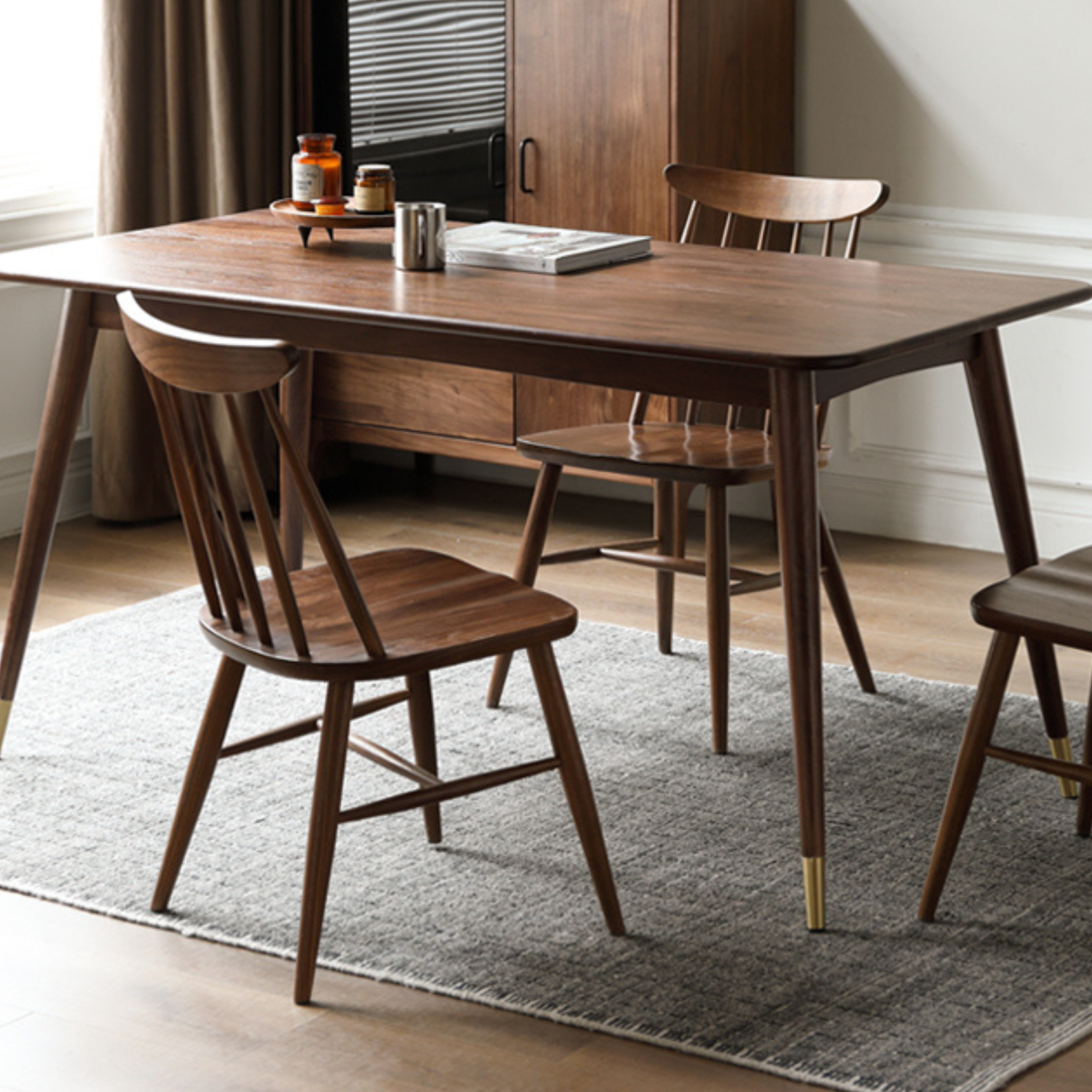 Premium Black Walnut Solid Wood Dining Table - Modern Luxury Light Finish - Perfect for Formal Dining Rooms, Kitchen Nooks & Entertaining Guests