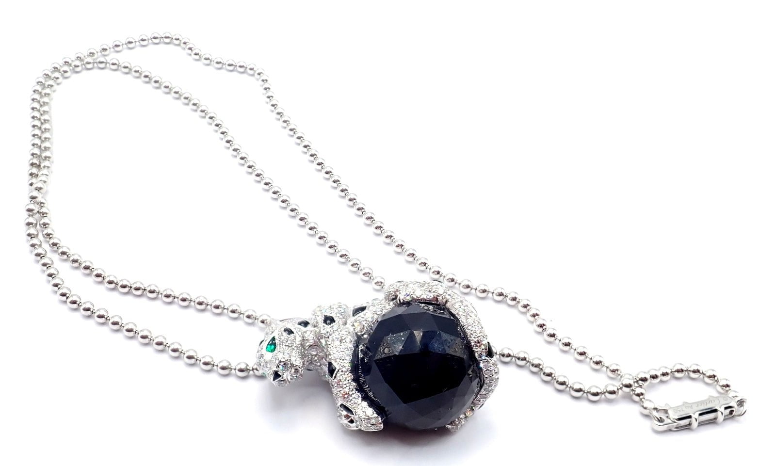 Cartier Panthere 18k Gold Diamond Emerald Onyx Pendant Necklace - Luxury Jewelry for Women, Perfect for Evening Gala & Special Occasions