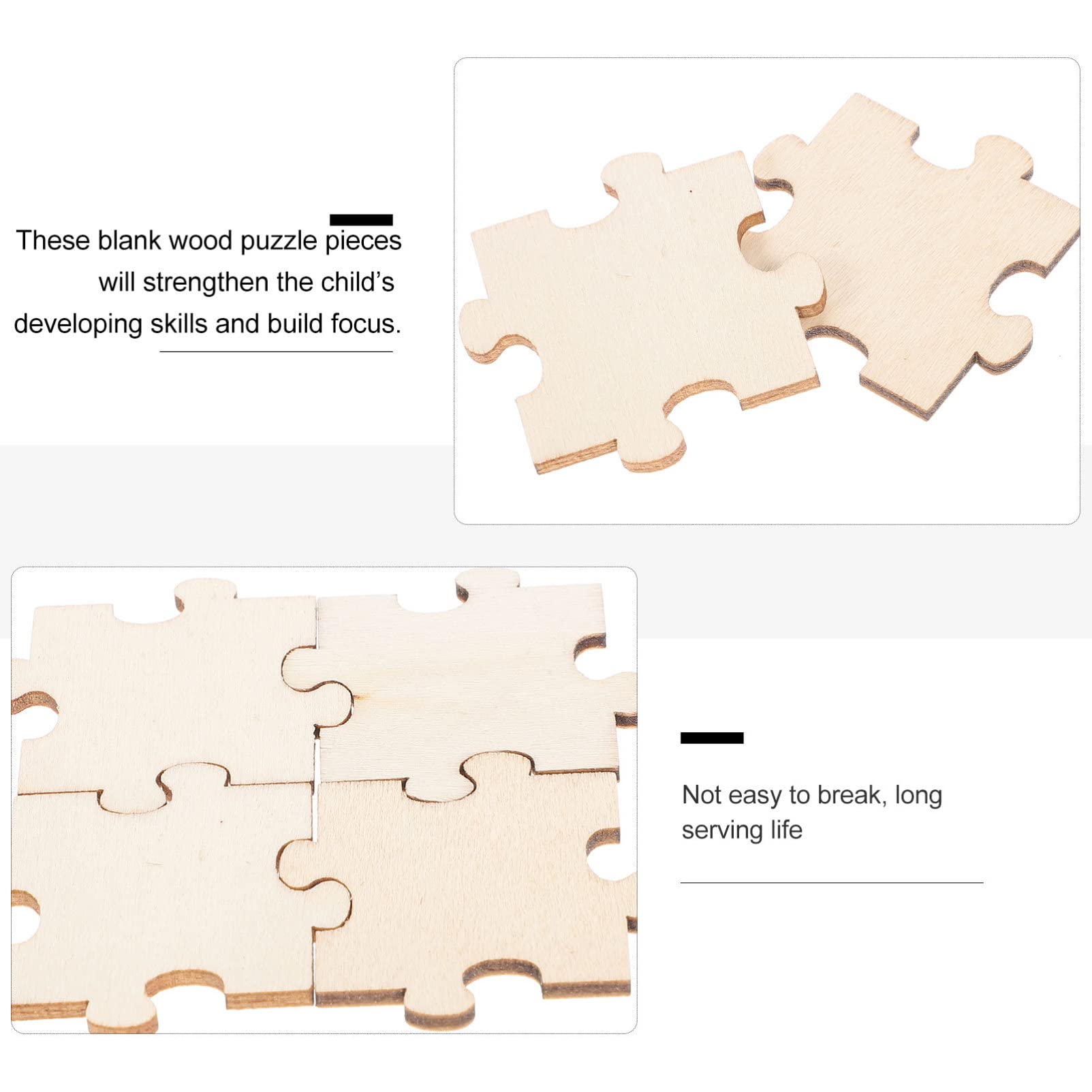 100Pcs Unfinished Wooden Puzzle Pieces - DIY Blank Wood Puzzle for Kids Arts & Crafts, Classroom Activities, Learning Tools - Perfect for Creative Projects, Educational Games, and Family Bonding Time