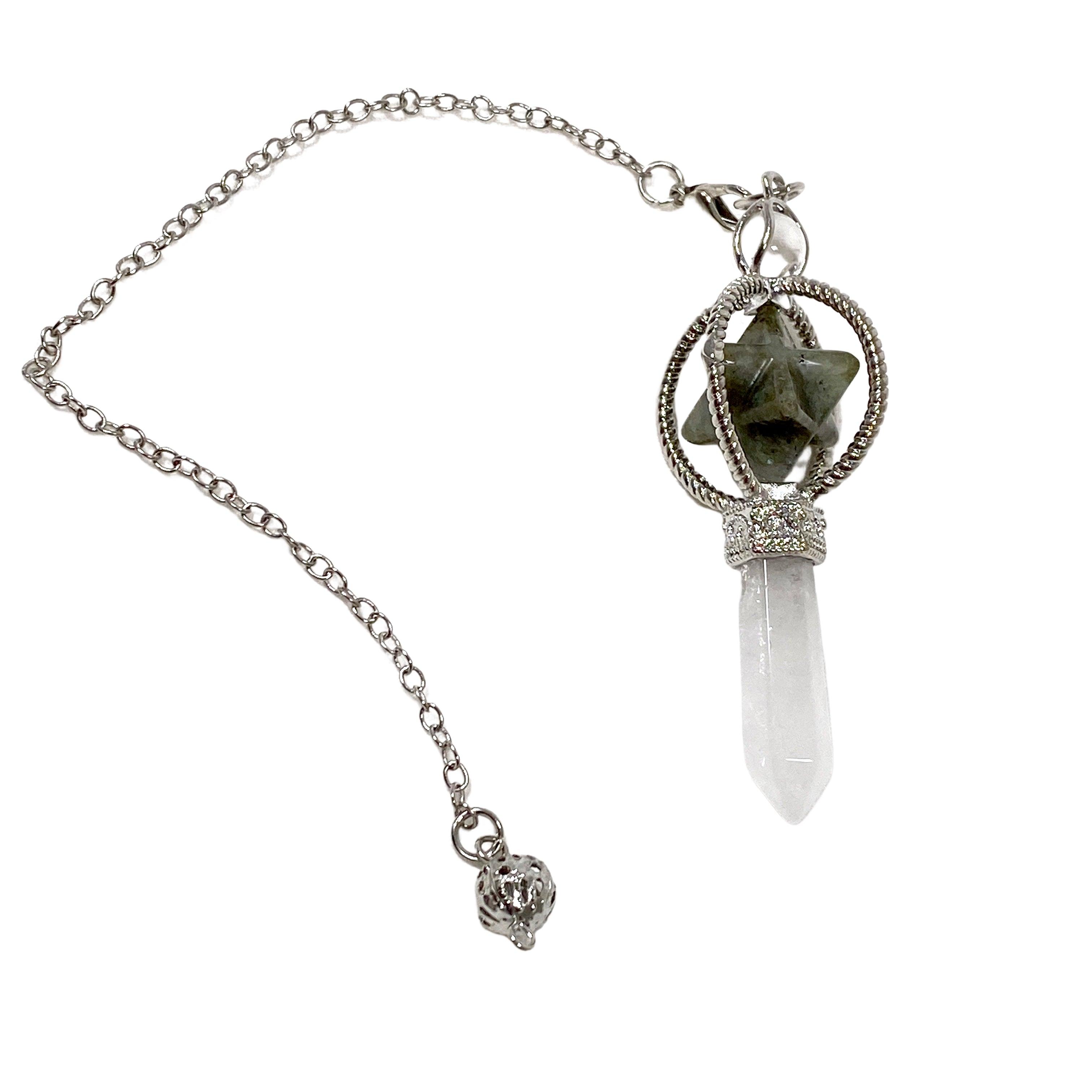 Gemstone Merkaba Pendulum with Crystal Point - Healing Crystal Pendulum for Dowsing, Divination & Energy Work - Perfect for Meditation, Chakra Balancing & Spiritual Practices
