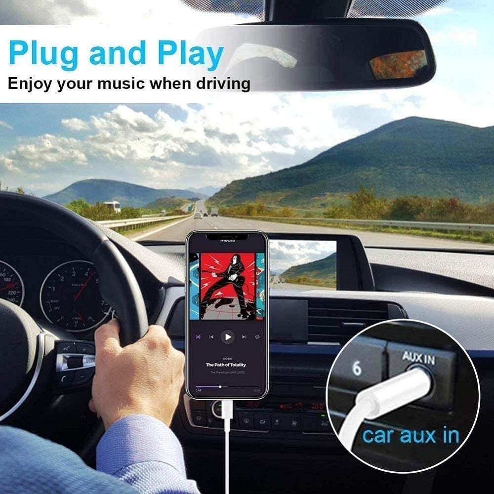 MFi Certified USB C to 3.5mm Aux Audio Cable for iPhone 15/14/13/12 - 3.3ft Male to Male Headphone Jack Adapter - Ivory White - Perfect for Car, Home Stereo & Gaming Headsets