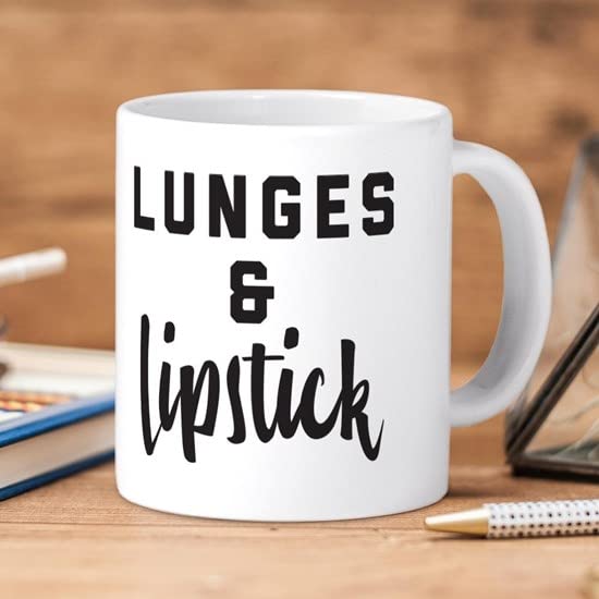 Lunge And Lipstick 20oz Ceramic Coffee Mega Mug - Large Capacity Coffee Cup for Home, Office & Gifts - Funny Novelty Drinkware for Tea, Hot Chocolate & Beverages