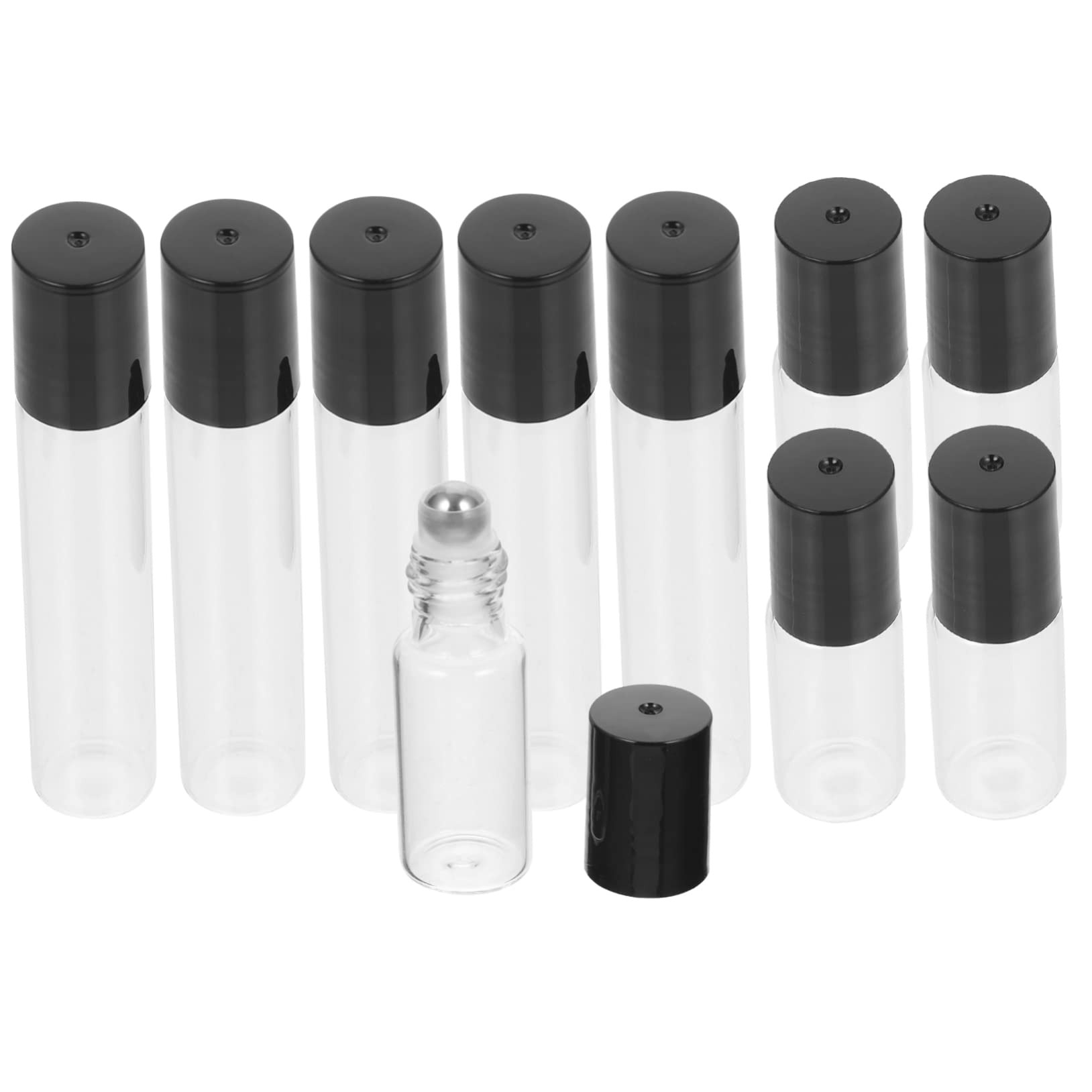 Minkissy 10 Pack Travel Roller Bottles - Leakproof Glass Essential Oil Dispenser & Makeup Containers - Perfect for Toiletries, Aromatherapy, Skincare & On-the-Go Use