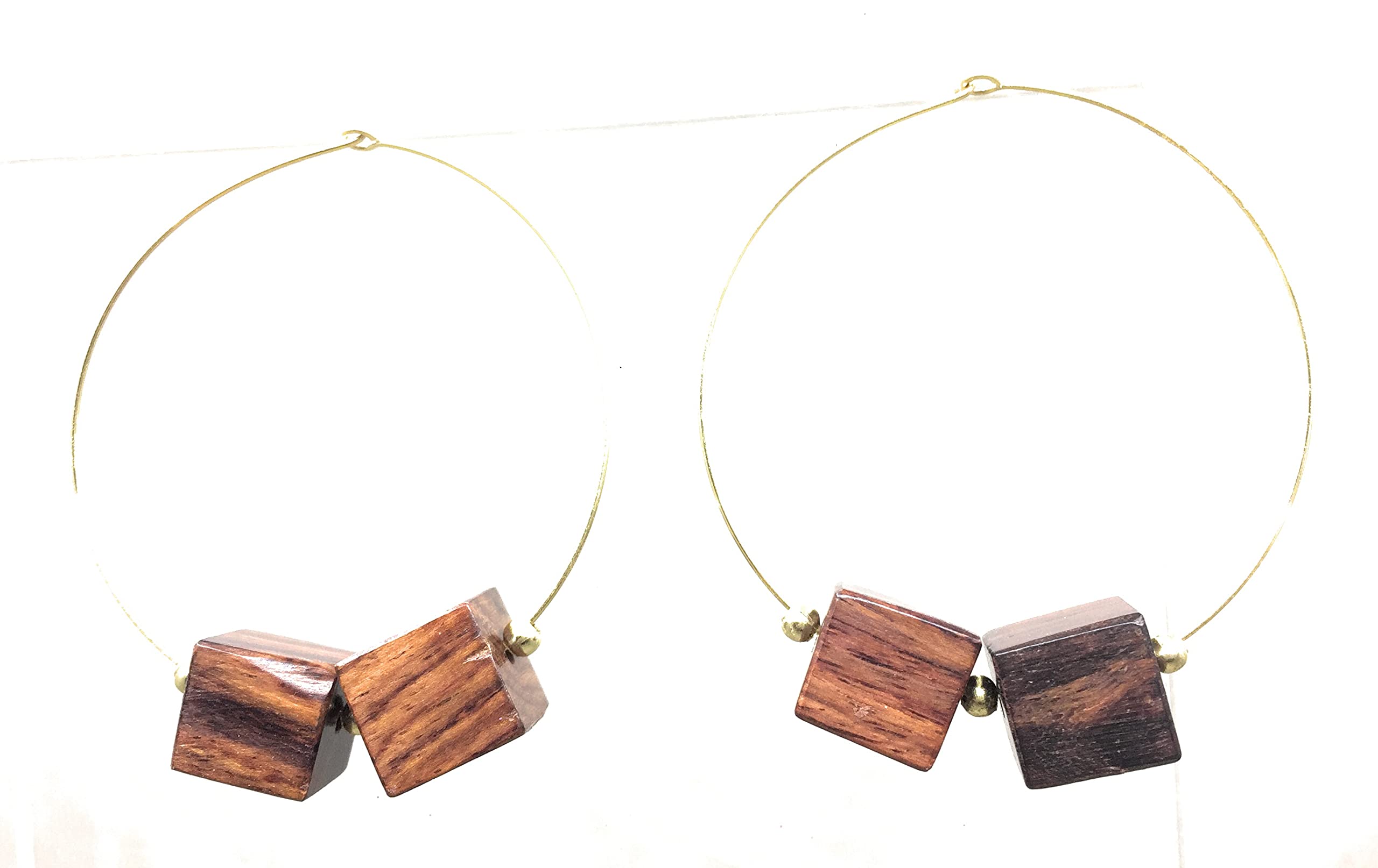 Genuine Rose Wood Beaded Hoop Earrings for Women & Girls - Boho Chic Handmade Jewelry for Everyday Wear & Special Occasions