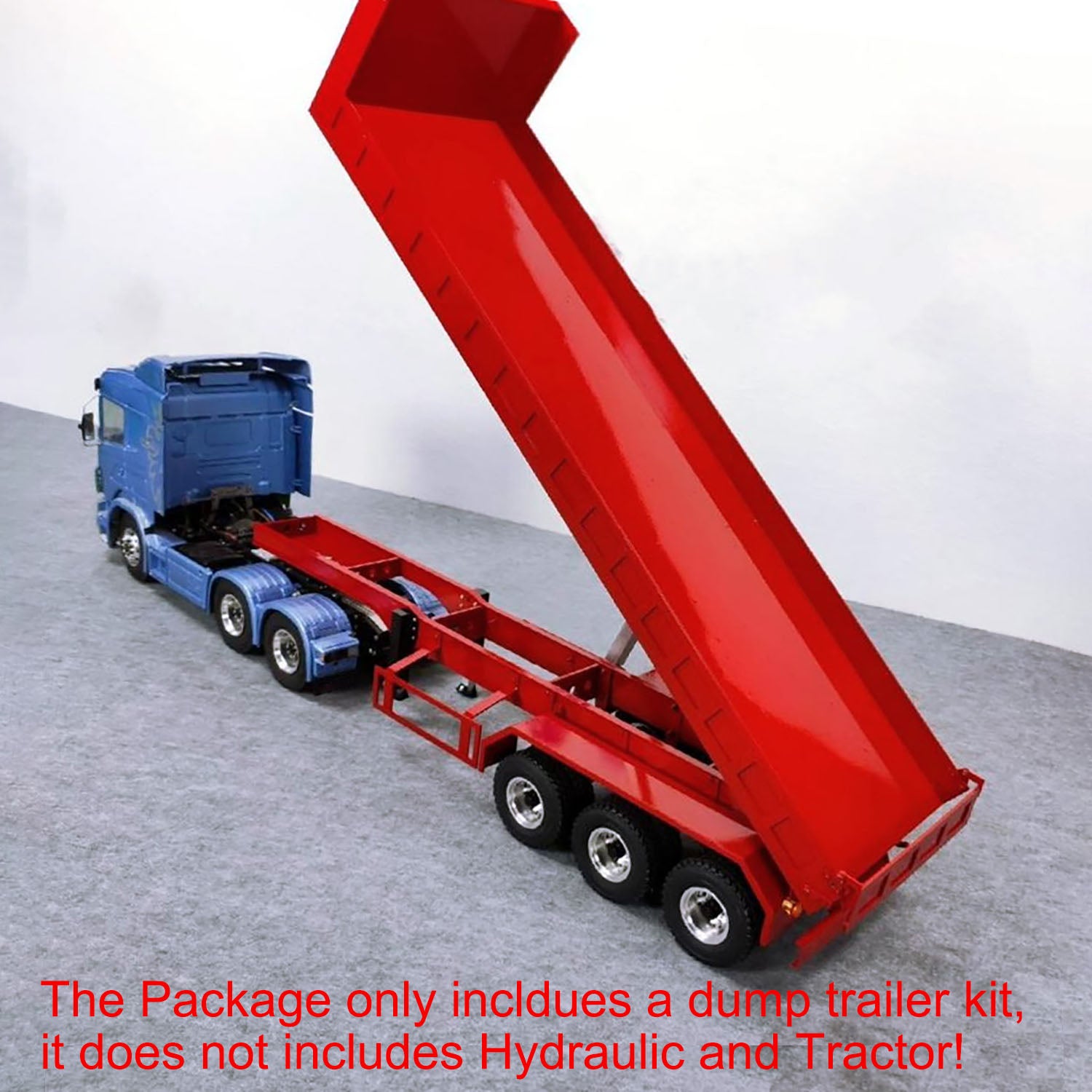 1/14 Scale Metal 3-Axle Remote Control Low Bed Dump Trailer with Electric Legs - No Hydraulic System - Compatible with Tamiya LESU RC Tractor Trucks - Perfect for Construction Site Play & RC Truck Hauling Scenarios