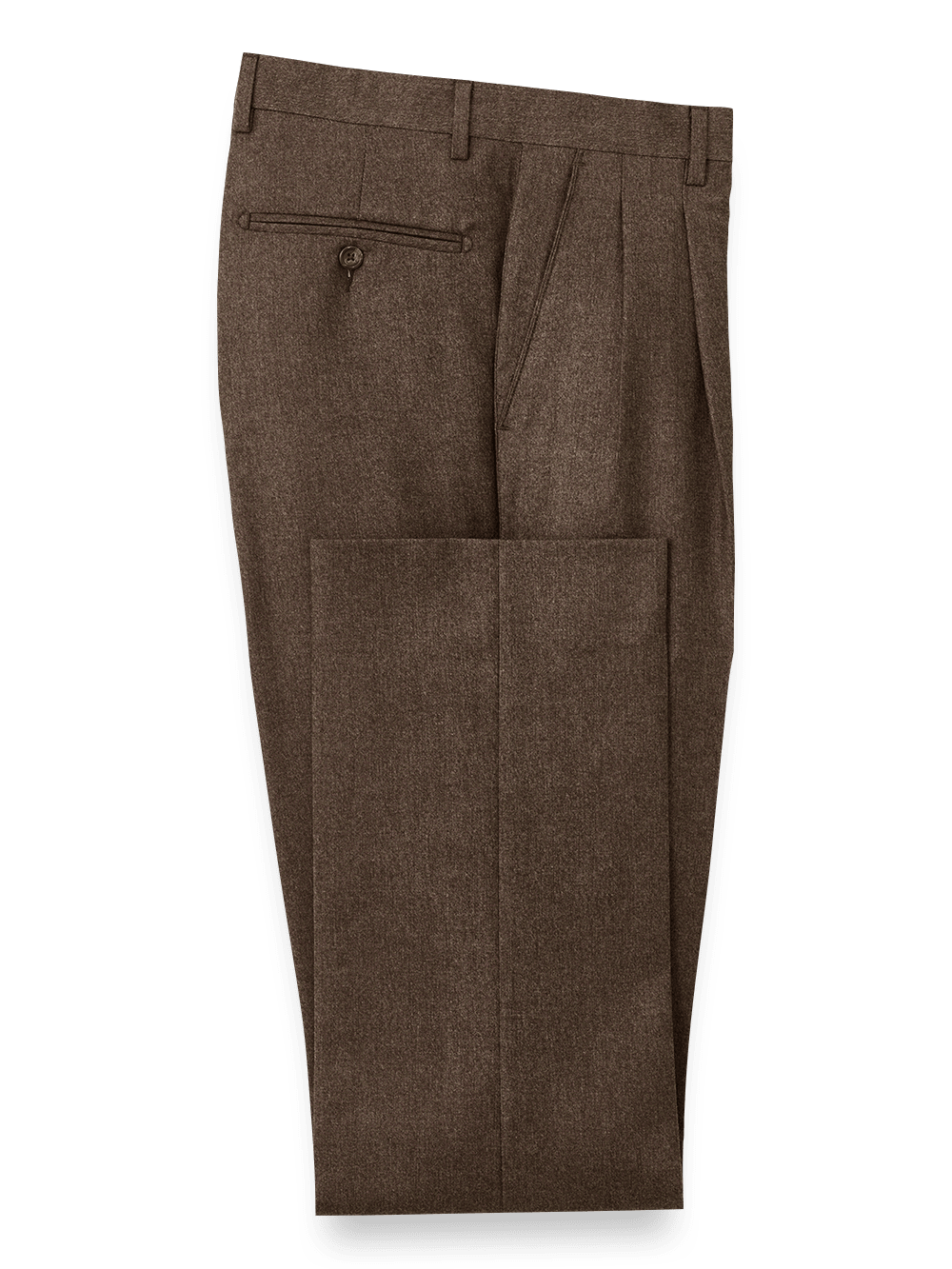 Premium Wool Flannel Pleated Pants for Men - Classic Brown Trousers | Comfortable & Stylish for Office, Business Casual & Winter Wear