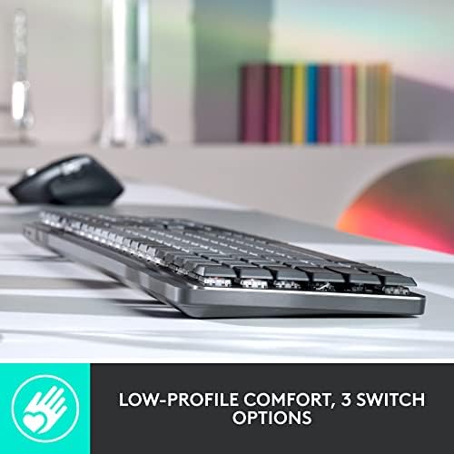 Logitech MX Mechanical Wireless Keyboard - Tactile Quiet Switches, Backlit Keys, Bluetooth/USB-C, Compatible with macOS, Windows, Linux, iOS & Android - Premium Metal Design in Graphite - Perfect for Office Work, Gaming & Programming