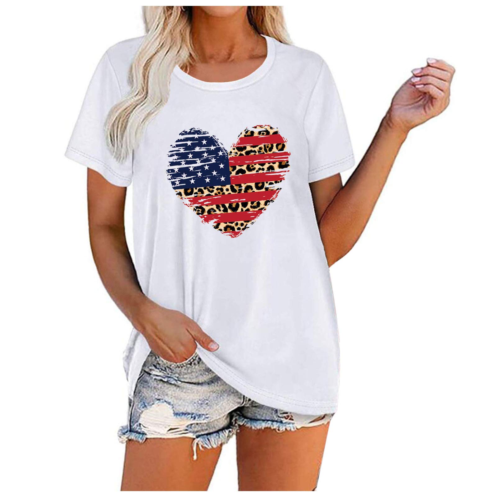 Women's Large Size Printed O-Neck Short Sleeve T-Shirt - Casual Blouse & Top for Everyday Wear, Summer Outfits, and Weekend Comfort