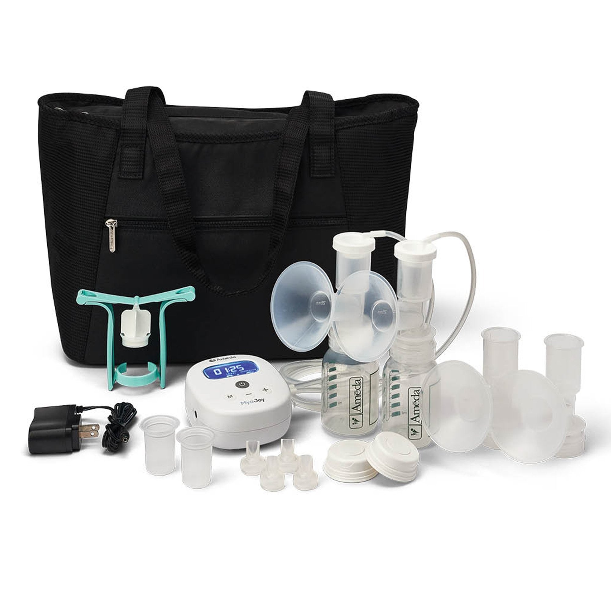 Ameda Mya Joy Double Electric Breast Pump with Large Tote Bag & Accessories - Portable & Hands-Free Breastfeeding Pump for Working Moms & Travel