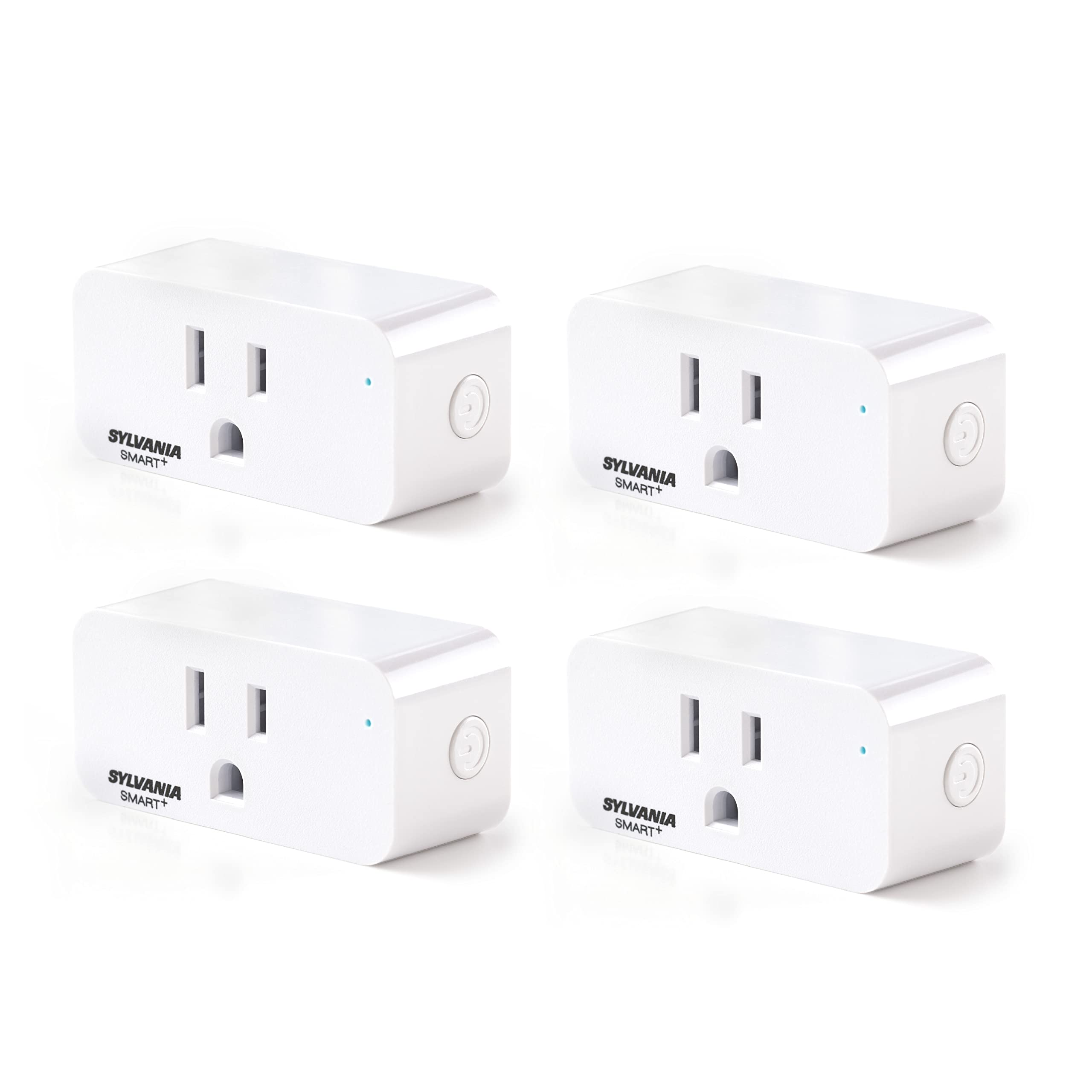 SYLVANIA Smart Plug 4 Pack - WiFi Outlet with Voice Control, Works with Alexa & Google Home, Remote Control via App, Timer & Scheduling, White (75703) - Perfect for Home Automation & Smart Lighting