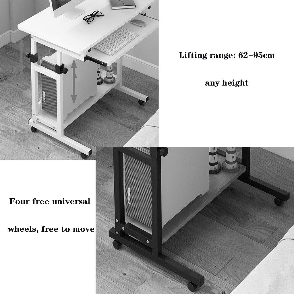 Modern Simple Style Computer Desk with Keyboard Tray - Adjustable Height Home Office Desk, Liftable Writing Table for Bedroom & Small Spaces (Black, 31.5