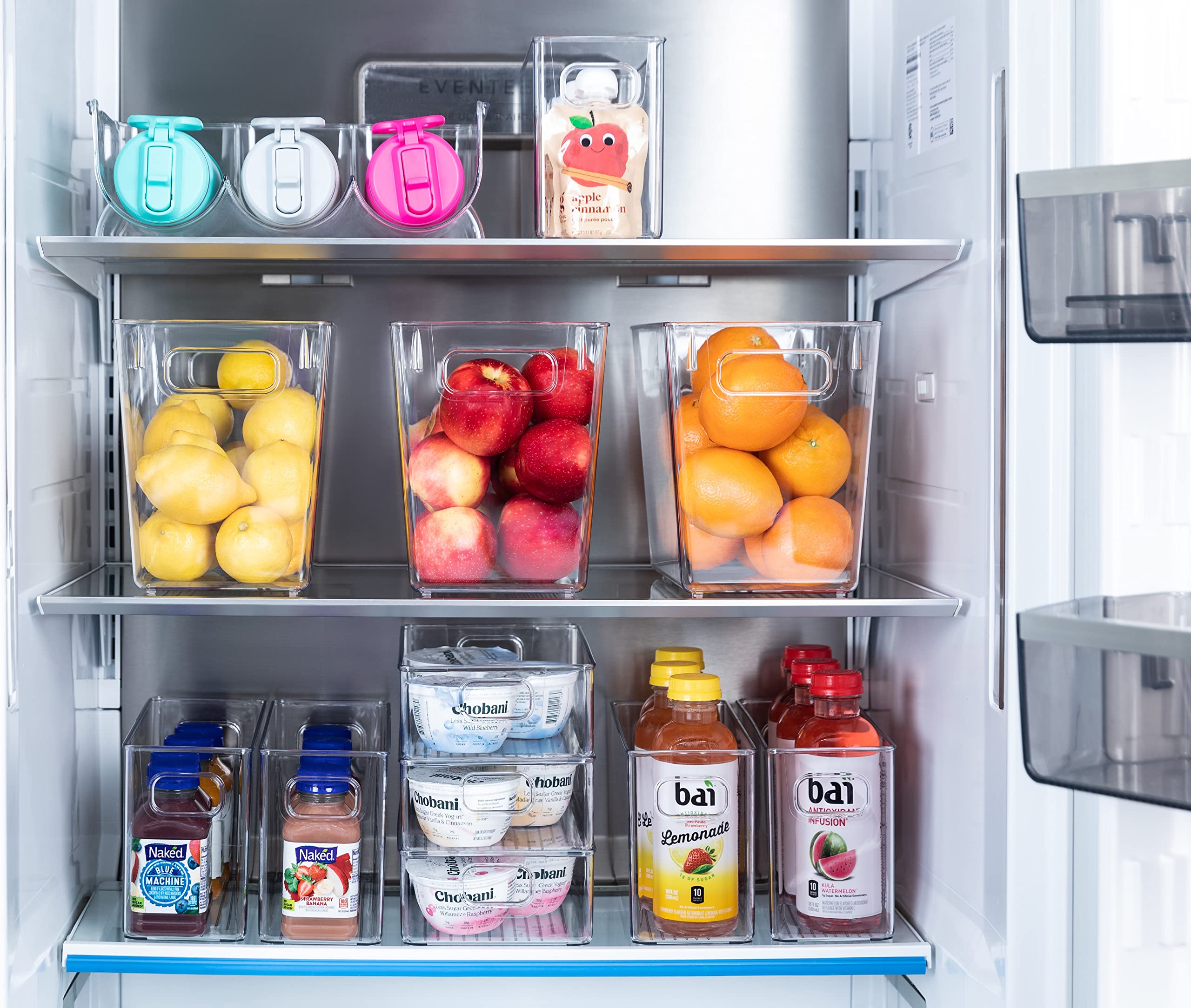 bHome & Co. 4-Pack Clear Acrylic Pantry Storage Containers with Handles - Kitchen Cabinet, Refrigerator, Freezer, Bathroom & Laundry Organization Bins for Home Storage Solutions | Perfect for Organizing Dry Food, Spices, Toiletries & Cleaning Supplies