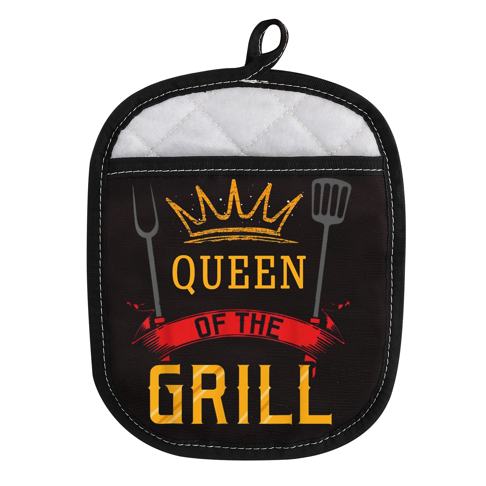 LEVLO Funny Cooking Grill Oven Mitt with Heat Resistant Pads - Best BBQ Gift for Dad, Husband & Grill Masters (Queen of The Grill) - Perfect for Outdoor Grilling, Backyard BBQs & Kitchen Cooking