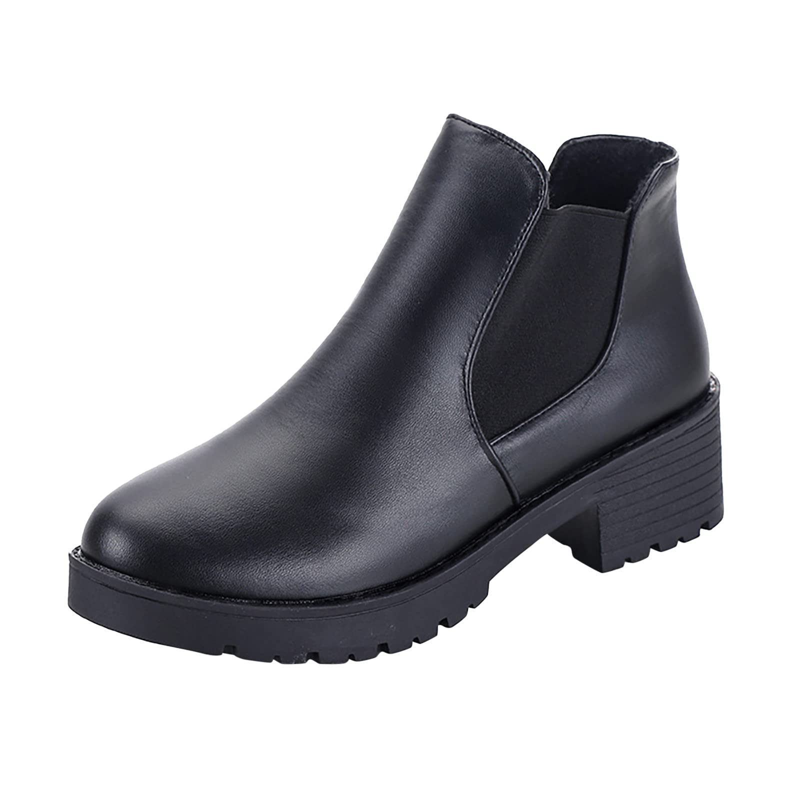 Women's Fashion Nude Boots with Thick Heel & Sole - Breathable Classic Mini Boots for Casual Outfits, Office Wear & Night Out